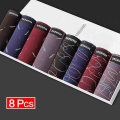 8Pcs/Lot Boxer Shorts Underwear Men's Underwear Men's Panties Men's Underwear Pure Cotton Sexy Large Size Comfortabl