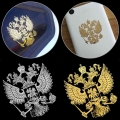 New Coat Of Arms Of Russia Nickel Metal Car Sticker Window Laptop Phone Decal Russian Federation Eagle Emblem 3d Car Styling - C