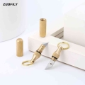 1pc Brass Capsule Mini Knife Multifunctional Edc Tools Portable Key Chains Outdoor Survival Emergency Mini Pocket Cutting Tool -