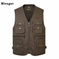 Newest Cotton Multi Pocket Fishing Vest Men Camping Climbing Waistcoat Photography Travel Sleeveless Jacket with Many Pocket 5XL