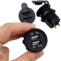 12v Dual Usb Port Car Charger Socket Plug Cigarette Lighter Outlet For Auto Boat Waterproof Mobile Phone Charging Adapter - Cabl