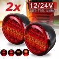 20 LED 12V 24V Universial Car Tail Light Rear Stop Indicator Brake Light Round Signal Red Amber Trailer Truck Caravan Van Lorry|