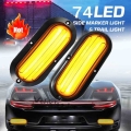 2pcs 74LED Trailer Truck Daytime running Light DRL flowing turn signal lamp with strobe warning Light SUV RV caravan 12V/24V|Tru