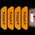 Eafc 4pcs Fluorescent Car Open Reflective Strips Waterproof Warning Stickers Night Driving Safety Lighting Luminous Tapes - Car