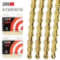 Bicycle Chain 6 7 8 9 10 11 12 Speed Velocidade Titanium Plated Ti Gold Silver Mountain Road Bike Mtb Chains Part 116 Links - Bi