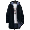 FALIZA Winter Men's Sweaters Coat Warm Thick Wool Cardigan Long Solid Hooded Zipper Knitted Jackets Male Casual Knitwear XY1