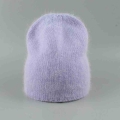 Autumn and winter new long hair Angora knitted hat women's pullover eavesless warm rabbit hair hat 2021|Women's Skullies