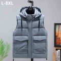 8XL 7XL Sleeveless Vest Men Hoodies Plus Size 6XL Warm Autumn Winter Thick Coats Black Waistcoat Loose Boys 5XL Students Jackets