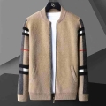 England Style Pocket Men Zipped Jacket Cardigan Fashion Brand Fall Winter Designer Cardigan Plus Size Spliced Color Knit Jacket