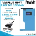 POWMR MPPT Solar Inverter 3500W 5500W Pure Sine Wave 24V 48V MPPT 100A Solar Controller Max 500VDC PV Input Support WIFI|Solar I