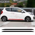 Car Carbon Fiber Sport Stripes Stickers Door Side Skirt Decor Sticker For Kia Picanto Morning Auto Body Accessories Vinyl Decals