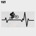 Yjzt 16.9cm*7.9cm Cycling Mountain Bike Helmet Heartbeat Decal Vinyl Black/silver Car Sticker C22-1238 - Car Stickers - Officema