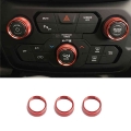 for Jeep Renegade 2018 2019 2020 Car Air Conditioning Audio CD Adjustment Button Decoration Ring Car Interior Accessories Red|In