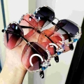 2022 Luxury Brand Design Vintage Rimless Rhinestone Sunglasses Women Men Gradient Lens Sun Glasses Shades for Female|Motorcycle