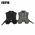 IEFB Men's 2022 American New Style Functional Tactical Waistcoat Zipper Coat Couple Tooling Dark Loose Lapel Multi Pocket Ve