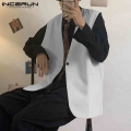 2021 Fashion Men Vests Streetwear One Button V Neck Sleeveless Elegant Waistcoats Men Solid Color Casual Coats S 5XL INCERUN|Ves