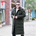 X Long down jacket plus size men's knees men's large size long fur collar stitching oversized down jacket 10XL 9XL 8XL 7XL