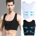 Men's Bra Gynecomastia Chest Shaper Vest For Man Boobs Moobs And Flatten Back Brace Support Black White Hooks Control Tops|s