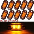 10Pcs Amber 2 Led Oval Clearance Trailer Lights Car Truck Side Marker Tail Lamp 12V 24V LED Truck Accessories|Truck Light System