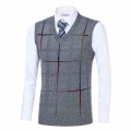Male Sweater Vest Man Casual Wool Sleeveless Sweater Fashion Striped Knit Vest V Neck Sweater|Vests| - Officematics