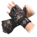Artificial Leather Rivets Pirate Skeleton Gloves Punk Half Finger Gloves Men Gloves For Motorcycle Riding Outdoor Sports|Gloves|