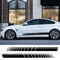 2pcs Car Side Skirt Sticker Long Stripe Auto Vinyl Film Wrap Stickers Tuning Universal Shelter Scratches Diy Car Accessories - C