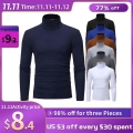 turtleneck for men Solid colour slim elastic thin pullover men Spring Autumn turtleneck men knitting brand sweater men|Pullovers