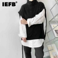IEFB 2022 Male And Female Pullover Sweater Vest Solid Color Deconstruction Trend Loose Stand Collar Irregular Split Black White|