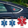 Car Modified Metal Sticker Star Of Life Logo Blue Emergency Ambulance Logo Badge Car Side Fender Trunk Decoration Accessories -