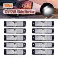 10x 12V 24V 4LED Side Marker White Lights Position Lamp Car Clearance Rear Tail Light Indicator Trailer Truck Lorry Van Caravan|