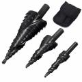 3PCS 4 32MM HSS Cobalt Step Drill Bit Set Nitrogen High Speed Steel Spiral For Metal Cone Triangle Shank Hole Cutter