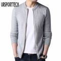 URSPORTTECH Cardigan Sweater Men Jacket Zipper Pullover Sweater Coats Male Casual Knitwear Thin Sweatercoats Plus Size M XXXL|Ca
