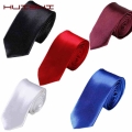 HUISHI Slim Party Necktie For Men Solid color Neckties Mens Narrow Cravat 5cm Width 38 Colors Royal Blue Yellow Gold For Party|M