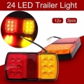 1Pair Waterproof 12 LED Taillights 12V Trailer Truck Lorry Stop Rear Tail Light Auto Car Signal Lamp Caution Indicator Fog Light