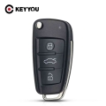 KEYYOU Replacement Folding Flip Remote Car Key Shell Case 3 Button Case For AUDI No Blade|case 3|case forcase for audi - Officem