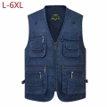 L 6XL Big Size New Men Multi Pocket Cotton Vest Casual with Many 14 Pockets Sleeveless Jackets Male Outdoor Photograph Waistcoat