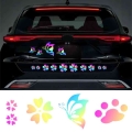 Car Stickers Flower Butterfly Footprint Shape Reflective Vinyl Auto Paster Waterproof Decal Cover Scratch Exterior Accessorie|Ca