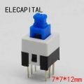 30 unids / lote Square 7x7x12mm 6 Pin DPDT Mini Pulsador Autoblocante Interruptor Multímetro G64 Interruptor Envío Gratis