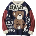 Harajuku Bear Vintage Sweater Men Winter Warm Thick Knitted Pullovers 2021 New Korea Style Couples Sweater Hip Hop Clothing|Pull