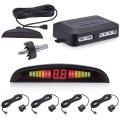 Car LED Parking Sensor Kit 22mm Sensors Backlight Display Reverse Backup Radar Monitor System Auto Parktronic 12V Black Silver|C