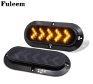 Fuleem 2pcs 6 Inch Arrow Smoked Lens Amber 25led Sealed Oval Side Marker Indicator Turn Signal Lights Surface Mount 12v - Truck
