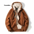 2021 Men Hoodies Jacket Winter Thick Warm Fleece Comfortable Teddy Cashmere Jacket Coat Men Casual Zipper Hoodie Sweatshirts Men