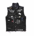 Men's Fashion Black Denim Vests Men Motorcycle Biker Vest Graffiti Print Hip Hop Punk Rock Cowboy Sleeveless Jacket Coat S 2