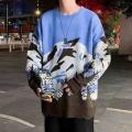 Harajuku Sweater Men Autumn Casual Clothes Mountain Pattern Long Sleeve Shirts Knitted Sweaters Men Pullover Jumpers Brand New|P