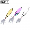 X Fin 2.5 42g Metal Spoon Lure Sharp Treble Hook Feather Hard Baits Sequins Artificial Bait Freshwater Spinner Fishing Tackle|Fi
