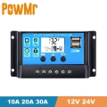 Solar Battery Charger Controller 30a 20a 10a Lcd Pwm 12v 24v Auto Solar Regulator With Dual Usb 5v Output For Home Pv System New