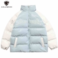 Aolamegs Winter Jackets Men Hit Color Patchwork Leather Thick Coats Good And Evil High Street Harajuku Parka Streetwear Couple|P