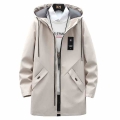 2021 Mens Jackets And Coats Casual Long Coats Black Fashion Autumn Hooded Windbreaker Outwear|Jackets| - Officematics