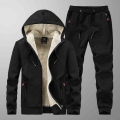 Tracksuit Men's Sets Sporting Fleece Thick Hooded Brand clothing Casual Track Suits Men's Jacket+pant Warm Fur Winter Sw