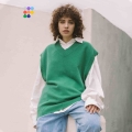 INFLATION Harajuku V neck Sweater Vest Men Women Oversized Knitted Vest 2021 Fashion Matching Sleeveless Sweater Men Pullovers|V